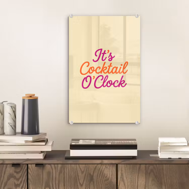 Glas schilderij - Cocktail O'Clock - Geel - Retro — 2