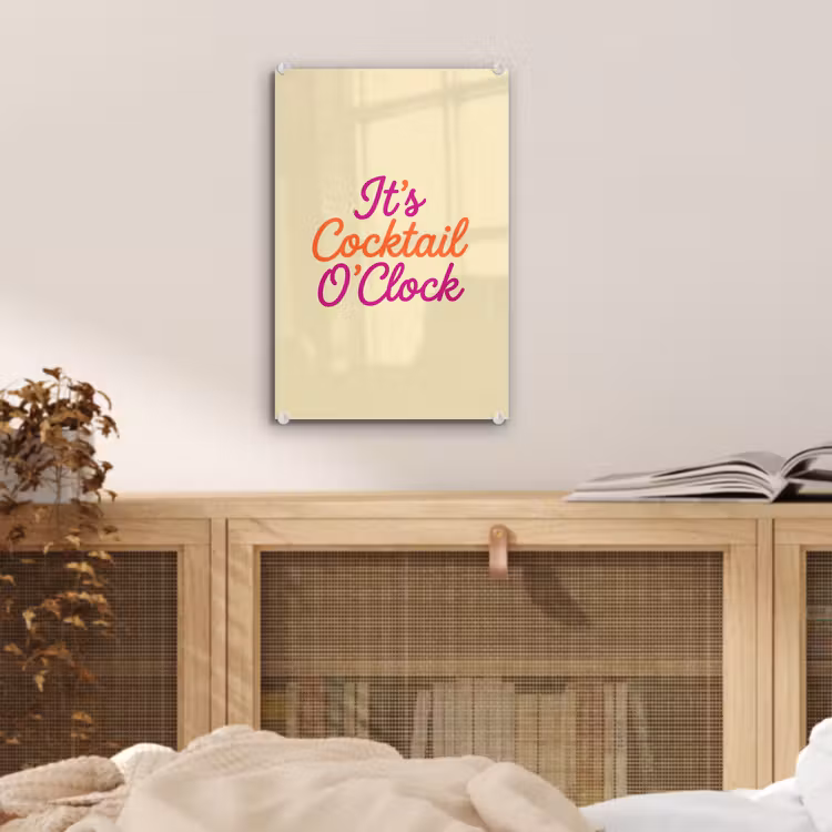 Glas schilderij - Cocktail O'Clock - Geel - Retro — 5
