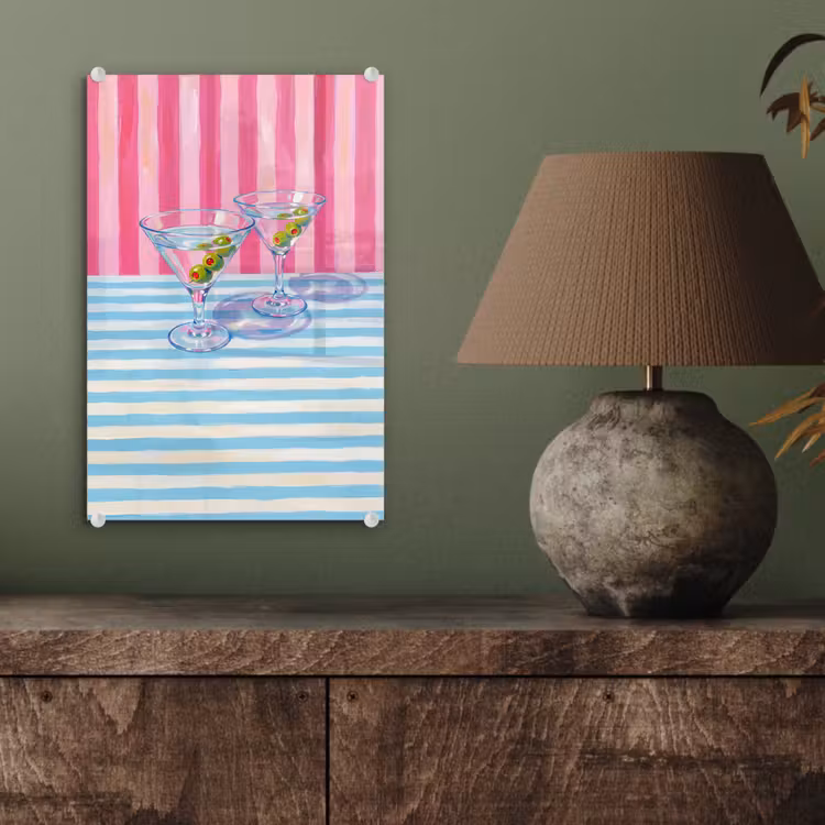 Glas schilderij - Cocktail - Olijven - Kunst - Modern - Roze — 4