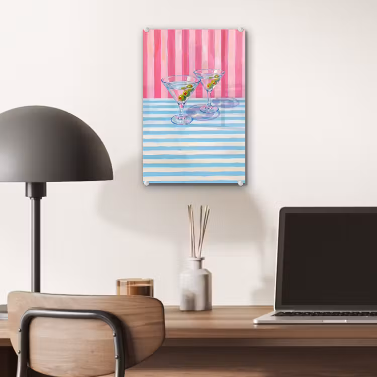 Glas schilderij - Cocktail - Olijven - Kunst - Modern - Roze — 7