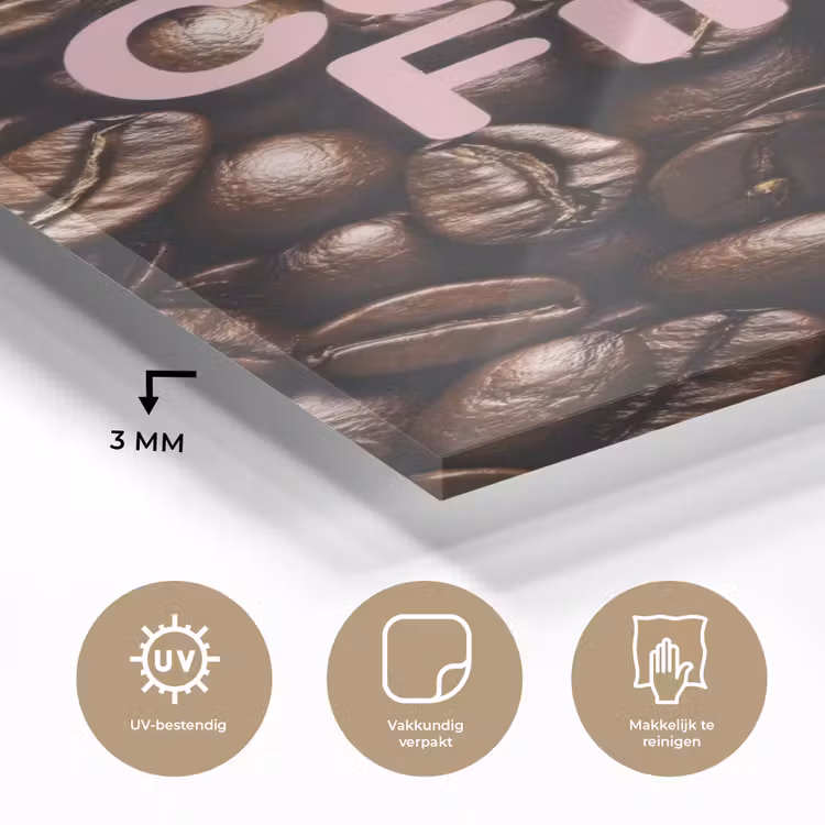 Glas schilderij - Coffee First - Koffiebonen - Roze — 3