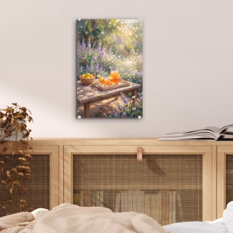 Glas schilderij - Drank - Citroen - Zomer - Tuin - Geel — 5