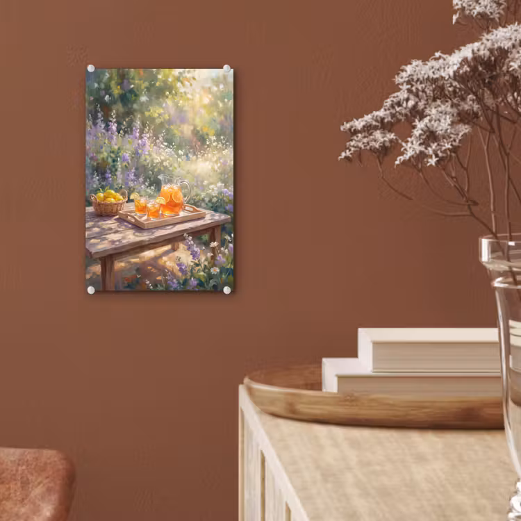 Glas schilderij - Drank - Citroen - Zomer - Tuin - Geel — 6