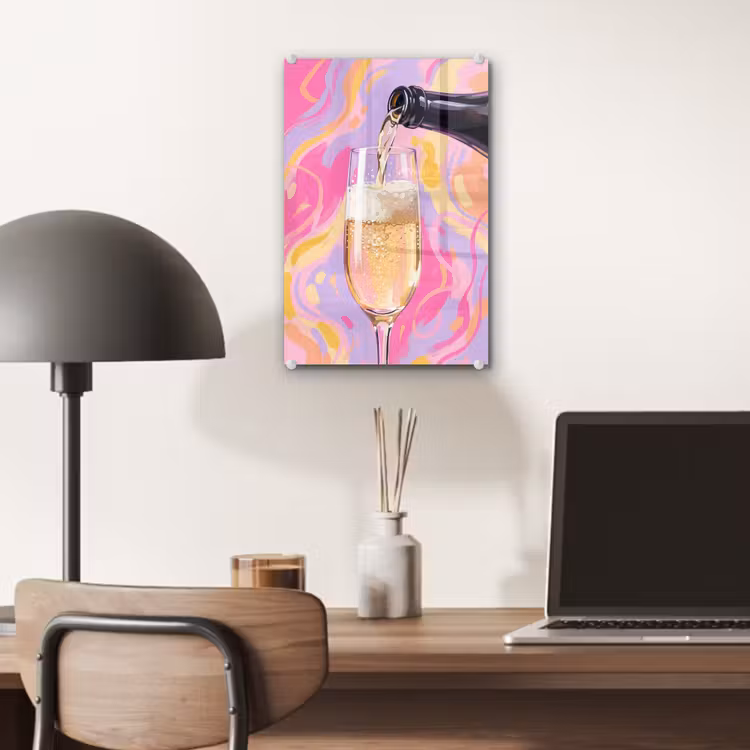 Glas schilderij - Drank - Inschenken - Feest - Abstract - Roze — 7