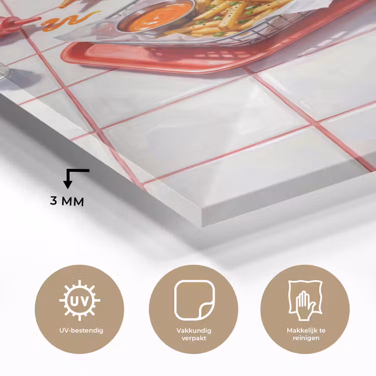 Glas schilderij - Eten - Hotdog - Fastfood - Modern - Rood — 3