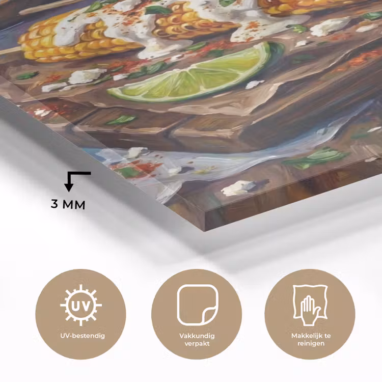 Glas schilderij - Eten - Maïs - Saus - Geschilderd - Geel — 3