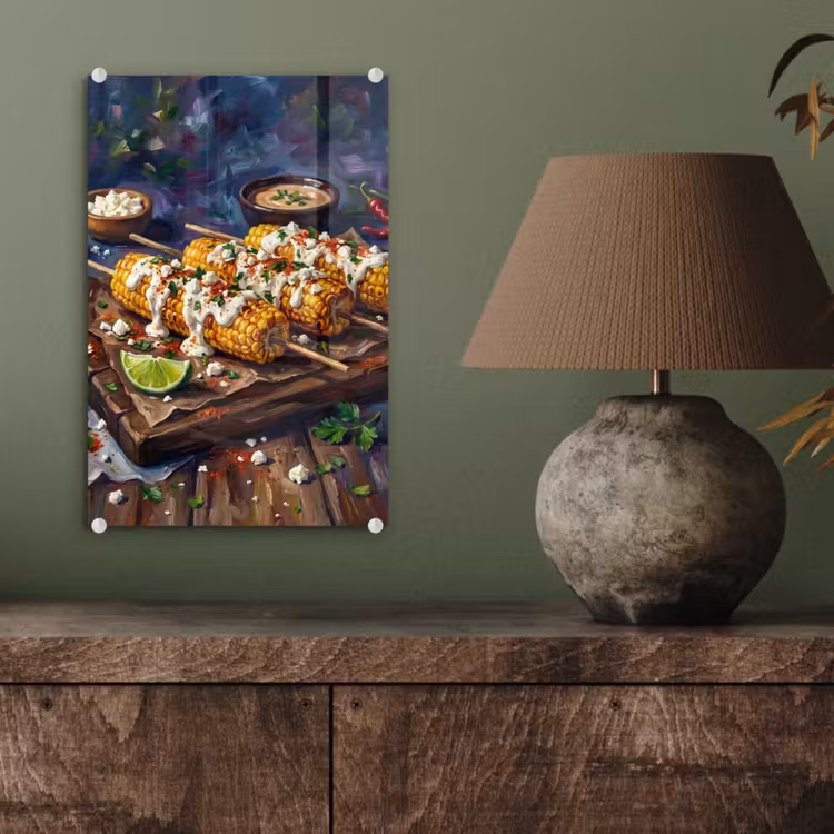 Glas schilderij - Eten - Maïs - Saus - Geschilderd - Geel — 4