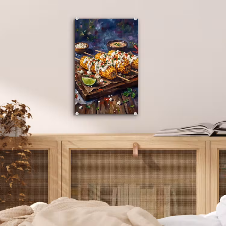 Glas schilderij - Eten - Maïs - Saus - Geschilderd - Geel — 5