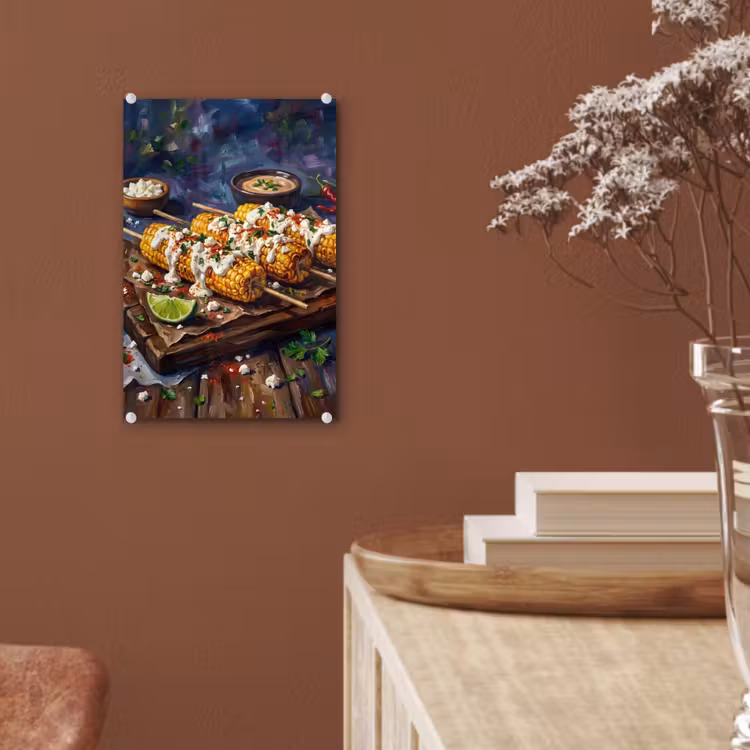 Glas schilderij - Eten - Maïs - Saus - Geschilderd - Geel — 6