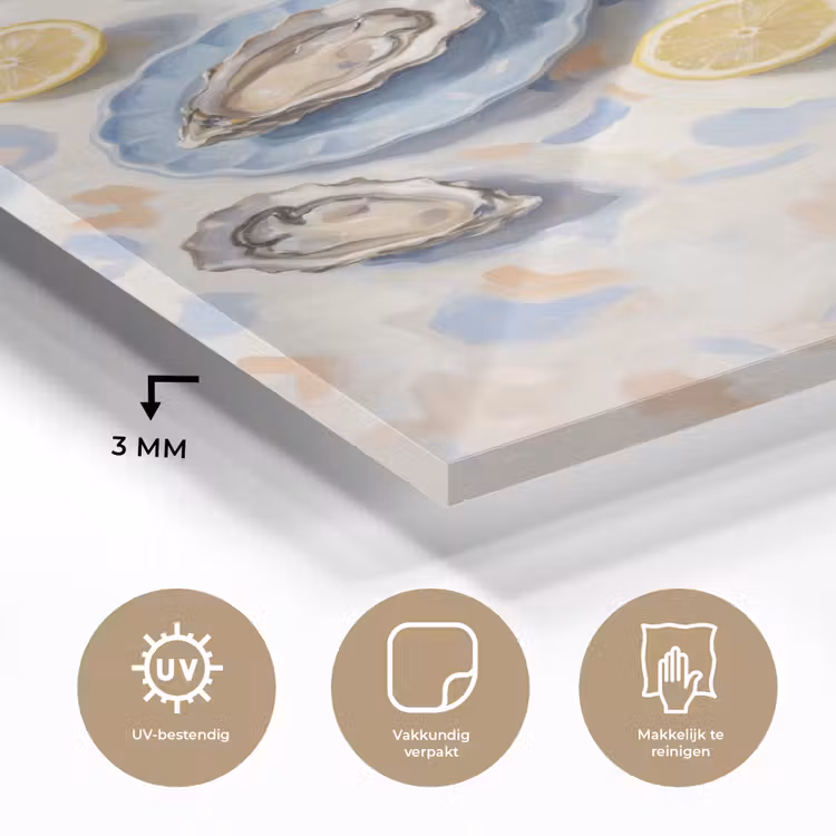 Glas schilderij - Eten - Oesters - Citroenen - Modern - Geel — 3