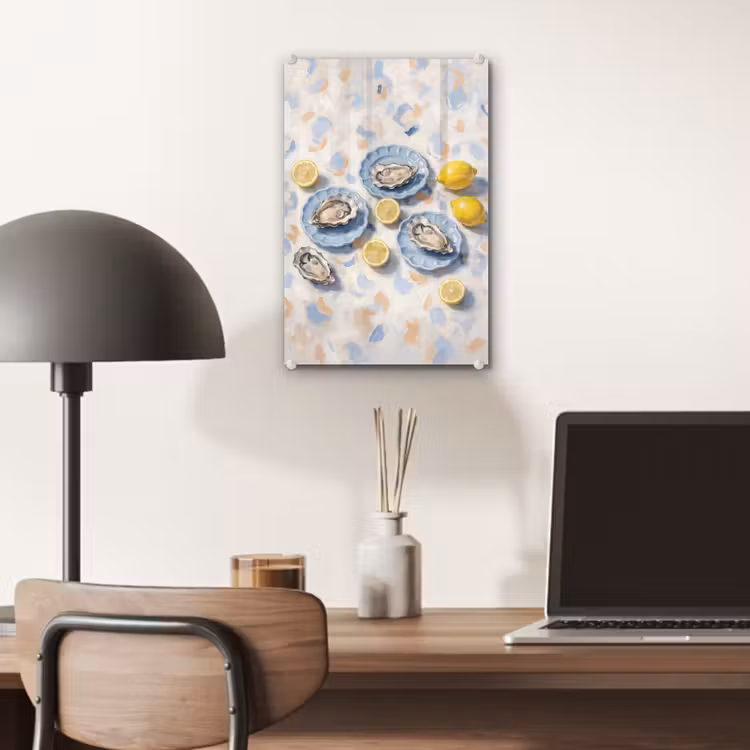 Glas schilderij - Eten - Oesters - Citroenen - Modern - Geel — 7