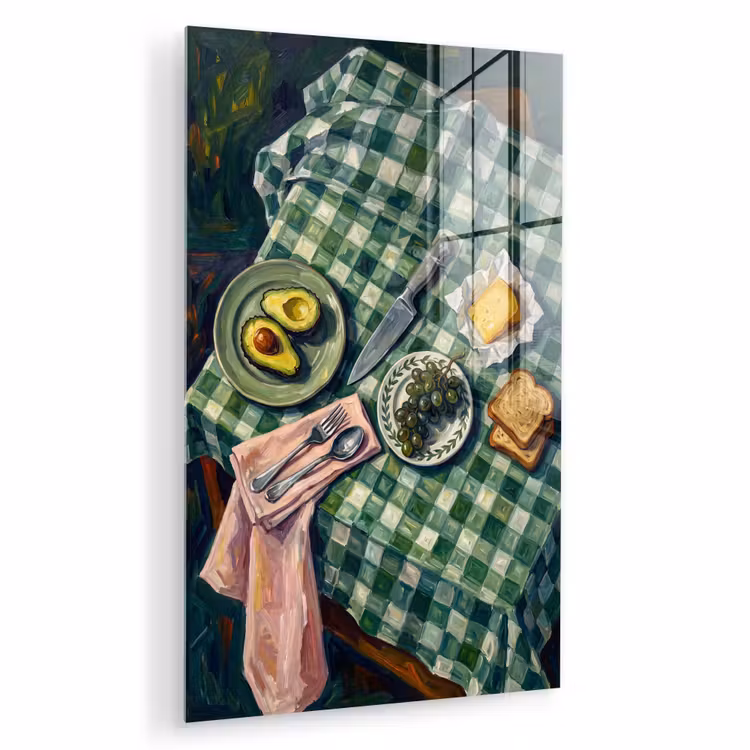 Glas schilderij - Eten - Ontbijt - Tafel - Modern - Groen — 1