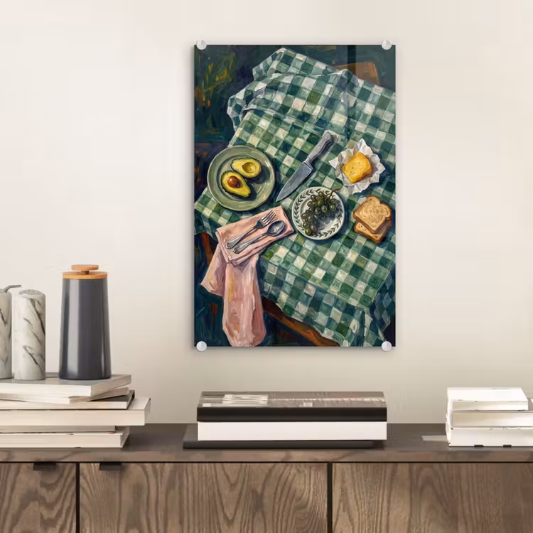 Glas schilderij - Eten - Ontbijt - Tafel - Modern - Groen — 2