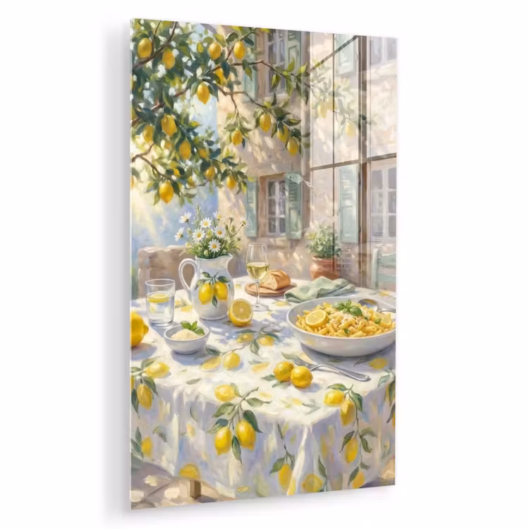 Glas schilderij - Eten - Terras - Zomer - Geschilderd - Geel — 1