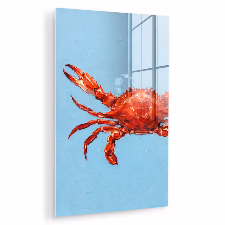 Glas schilderij - Krab - Zee - Dieren - Abstract - Rood — 1
