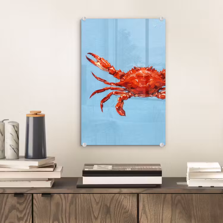 Glas schilderij - Krab - Zee - Dieren - Abstract - Rood — 2