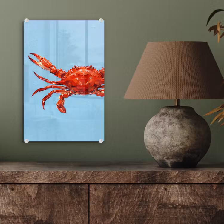 Glas schilderij - Krab - Zee - Dieren - Abstract - Rood — 4