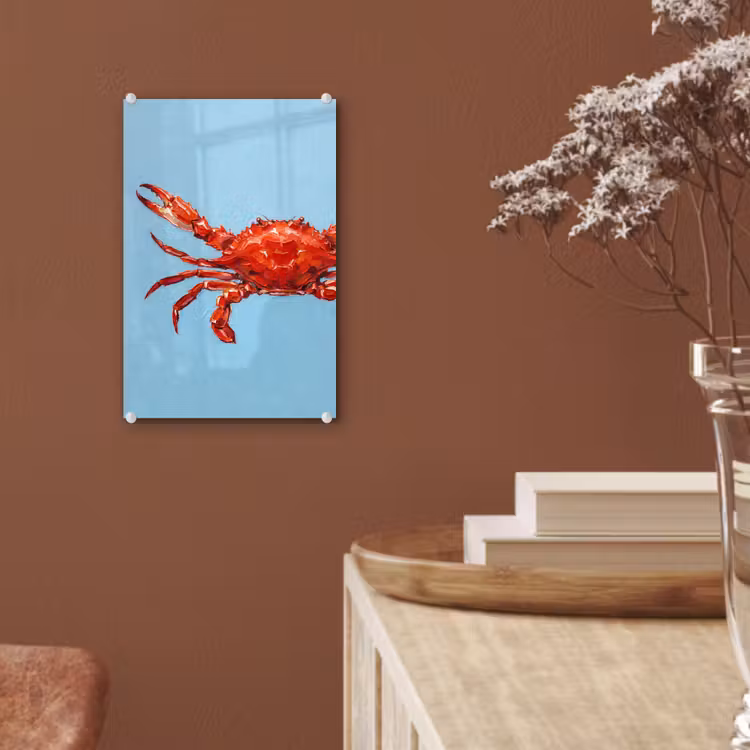 Glas schilderij - Krab - Zee - Dieren - Abstract - Rood — 6