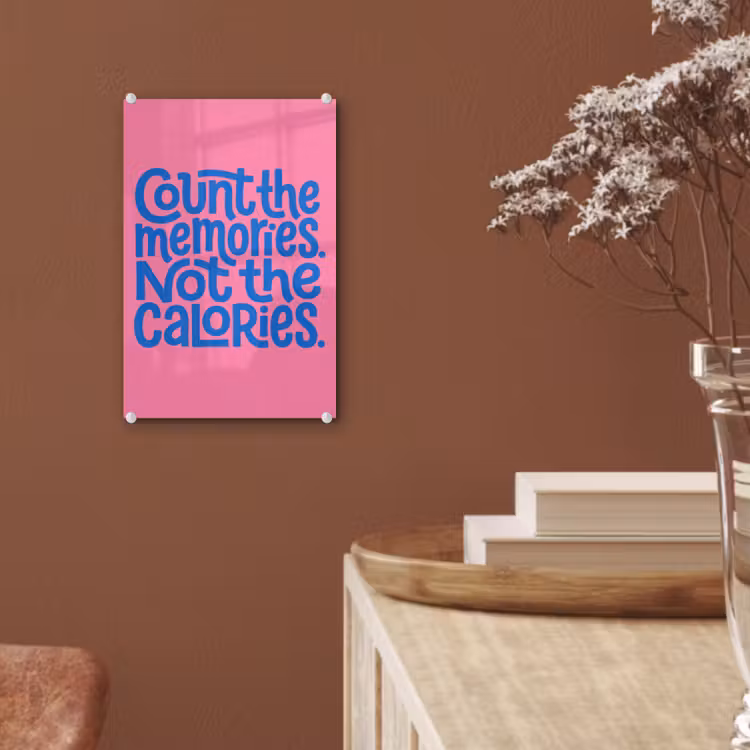 Glas schilderij - Memories - Roze - Blauw - Quote — 6