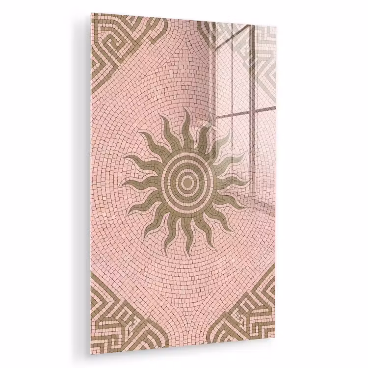 Glas schilderij - Mozaïek - Zon - Patroon - Klassiek - Roze — 1