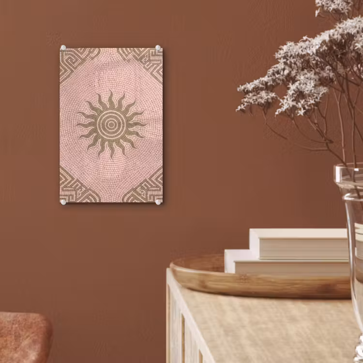 Glas schilderij - Mozaïek - Zon - Patroon - Klassiek - Roze — 6