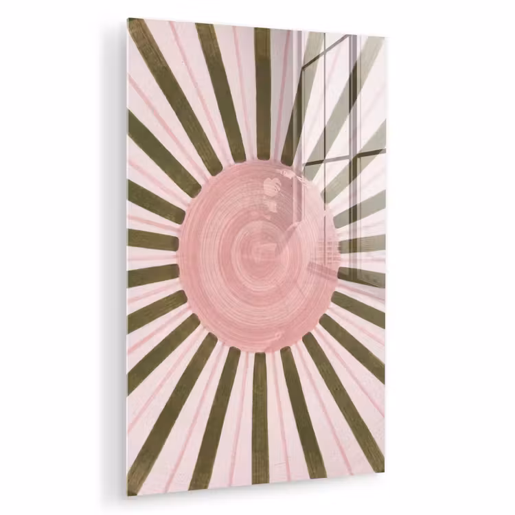 Glas schilderij - Patroon - Cirkel - Stralen - Abstract - Roze — 1