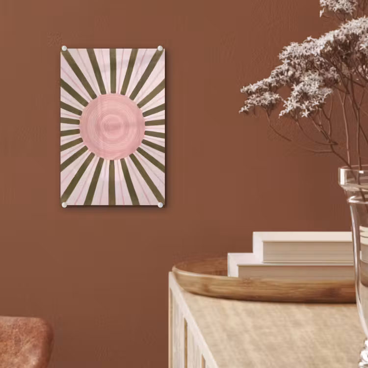 Glas schilderij - Patroon - Cirkel - Stralen - Abstract - Roze — 6