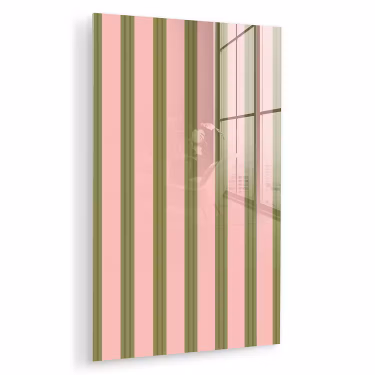 Glas schilderij - Patroon - Strepen - Abstract - Roze - Groen — 1
