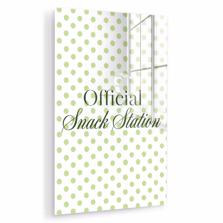 Glas schilderij - Snack Station - Groen - Stippen — 1