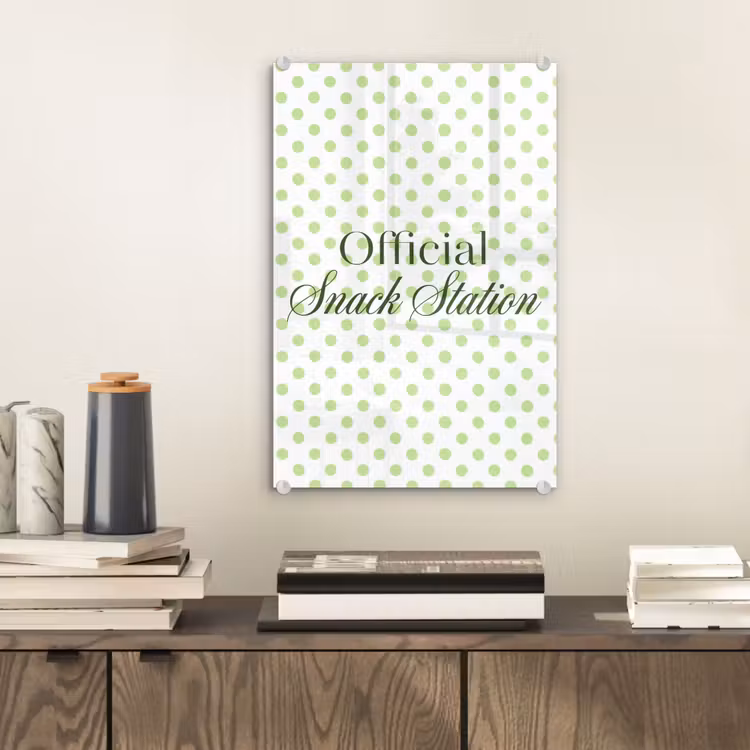 Glas schilderij - Snack Station - Groen - Stippen — 2