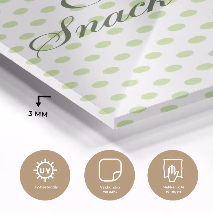 Glas schilderij - Snack Station - Groen - Stippen — 3