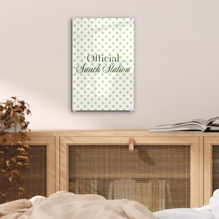 Glas schilderij - Snack Station - Groen - Stippen — 5
