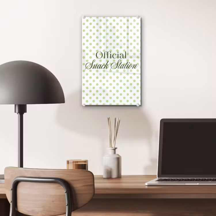 Glas schilderij - Snack Station - Groen - Stippen — 7