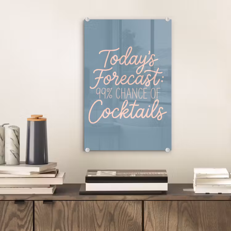 Glas schilderij - Today's Forecast - Cocktails - Blauw — 2
