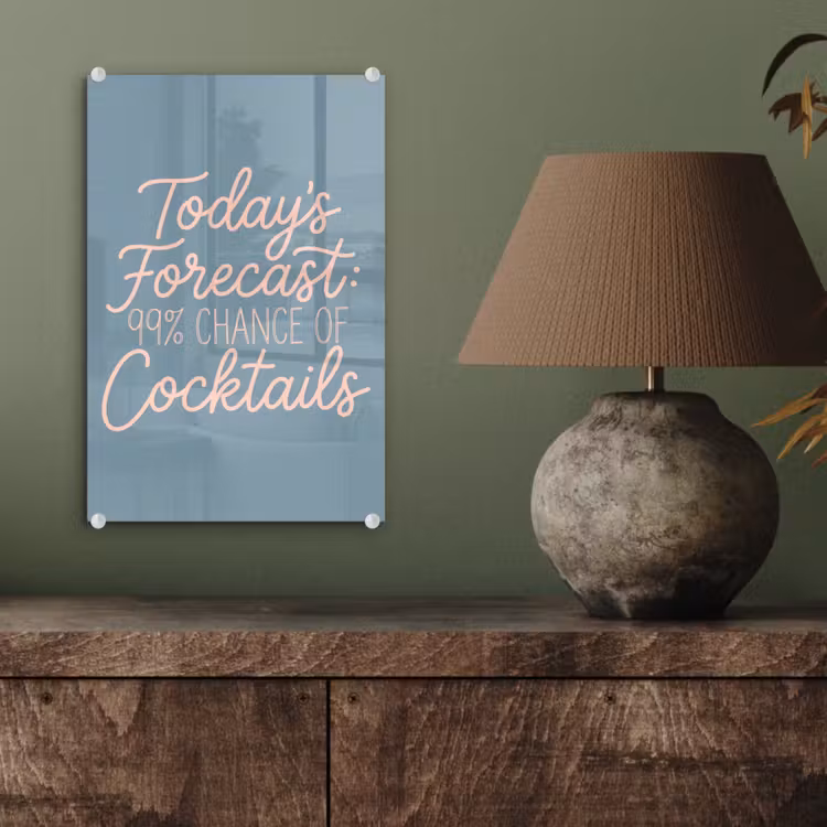 Glas schilderij - Today's Forecast - Cocktails - Blauw — 4