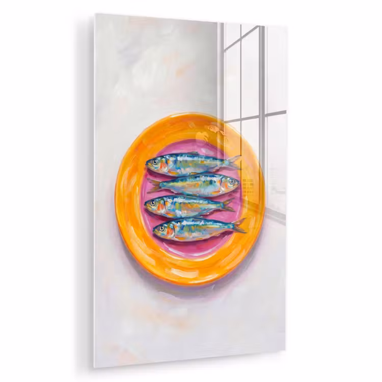 Glas schilderij - Vis - Vier - Eten - Modern - Kleurrijk — 1