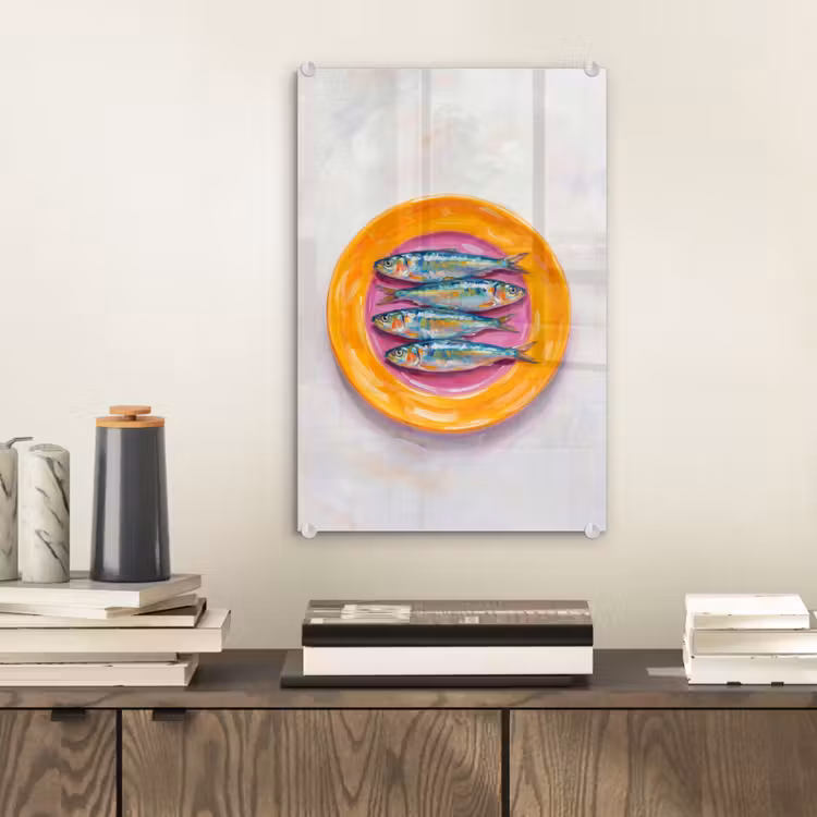 Glas schilderij - Vis - Vier - Eten - Modern - Kleurrijk — 2