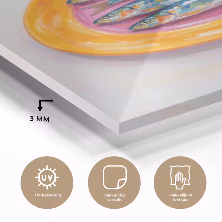 Glas schilderij - Vis - Vier - Eten - Modern - Kleurrijk — 3