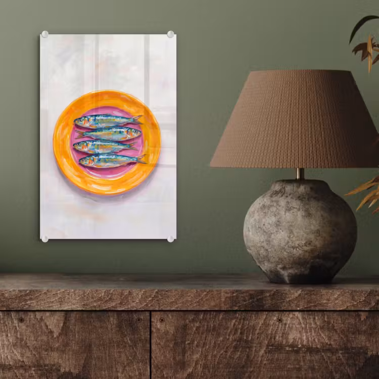 Glas schilderij - Vis - Vier - Eten - Modern - Kleurrijk — 4