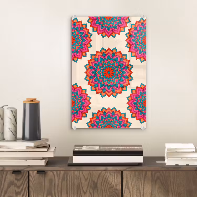 Glas schilderij - Mandala - Patroon - Abstract - Kleurrijk - Modern — 2