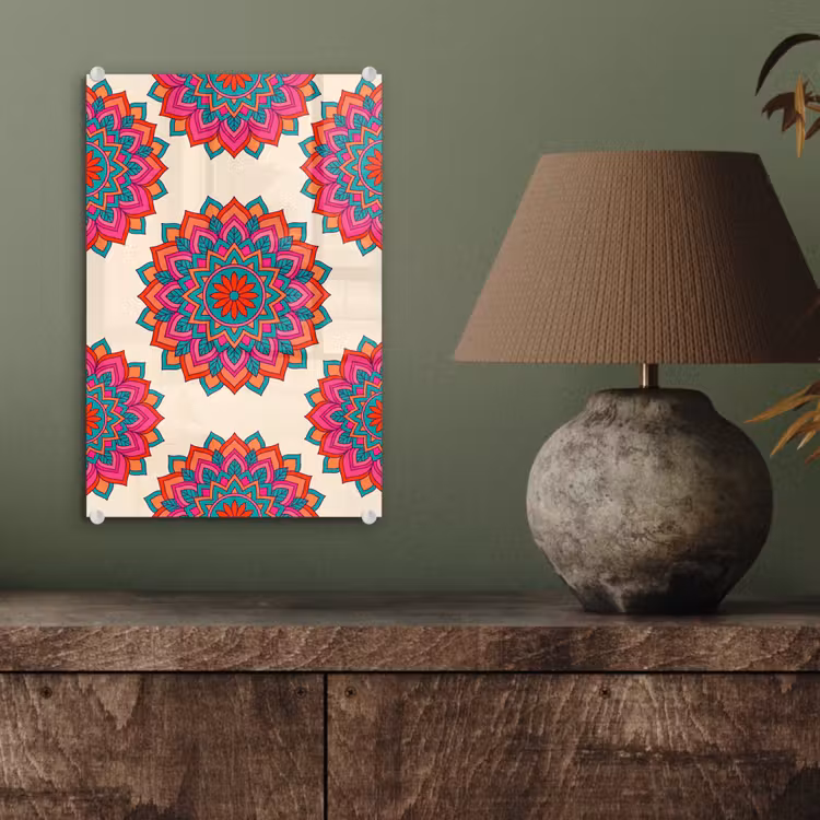 Glas schilderij - Mandala - Patroon - Abstract - Kleurrijk - Modern — 4