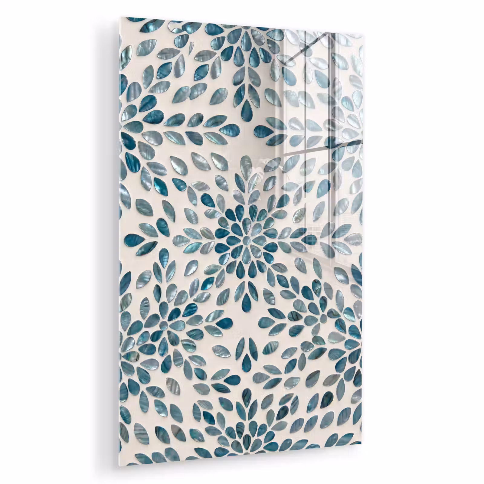 Glas schilderij - Patroon - Bladeren - Abstract - Modern - Turquoise — 1