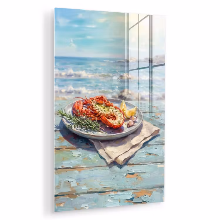 Glas schilderij - Eten - Zee - Kust - Modern - Blauw — 1