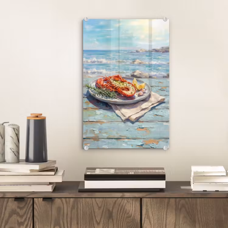 Glas schilderij - Eten - Zee - Kust - Modern - Blauw — 2