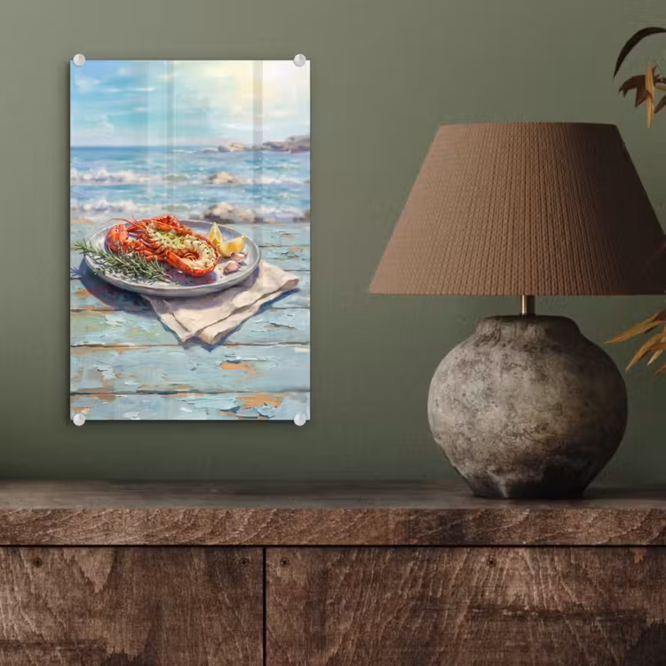 Glas schilderij - Eten - Zee - Kust - Modern - Blauw — 4