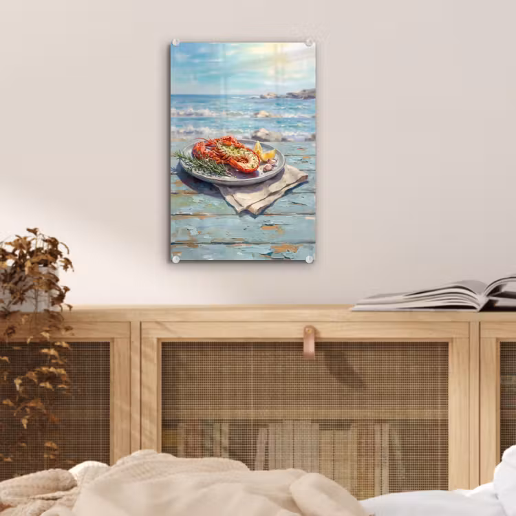 Glas schilderij - Eten - Zee - Kust - Modern - Blauw — 5