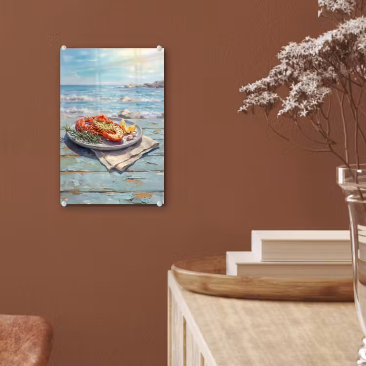 Glas schilderij - Eten - Zee - Kust - Modern - Blauw — 6