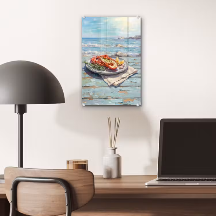 Glas schilderij - Eten - Zee - Kust - Modern - Blauw — 7