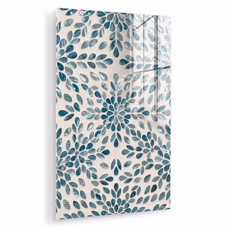 Glas schilderij - Patroon - Bladeren - Abstract - Modern - Turquoise — 1