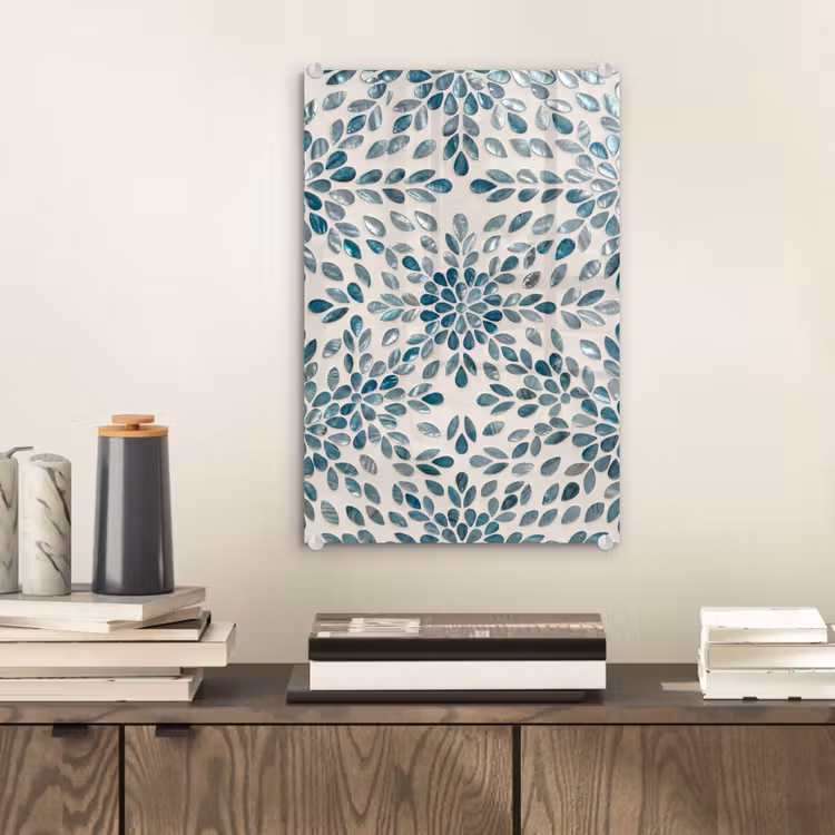 Glas schilderij - Patroon - Bladeren - Abstract - Modern - Turquoise — 2